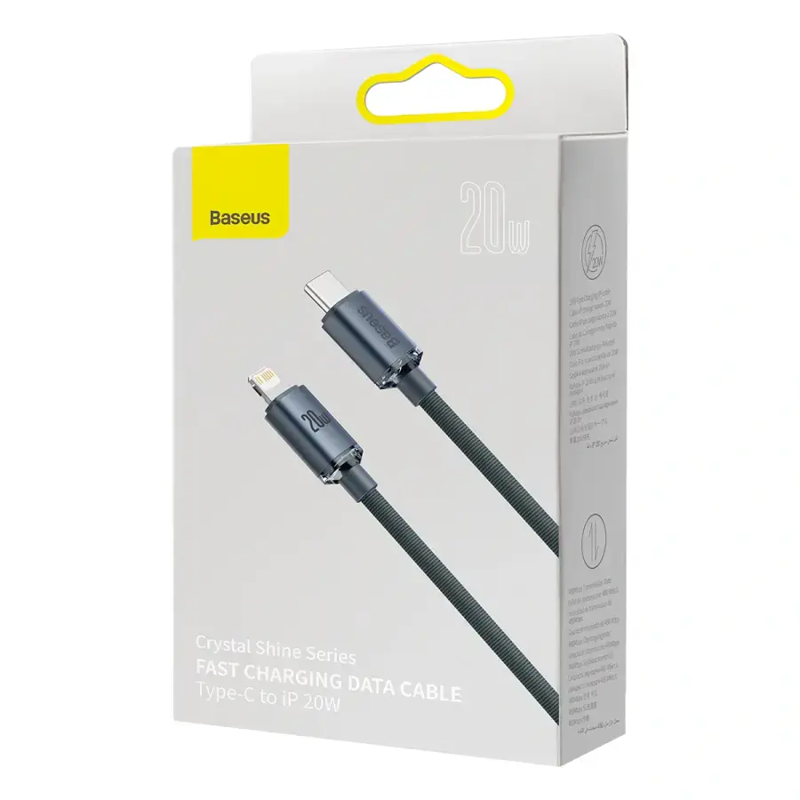 Зарядний кабель Baseus Crystal Shine Series Cable USB-C to Lightning 20W 1.2m Black (CAJY000201)