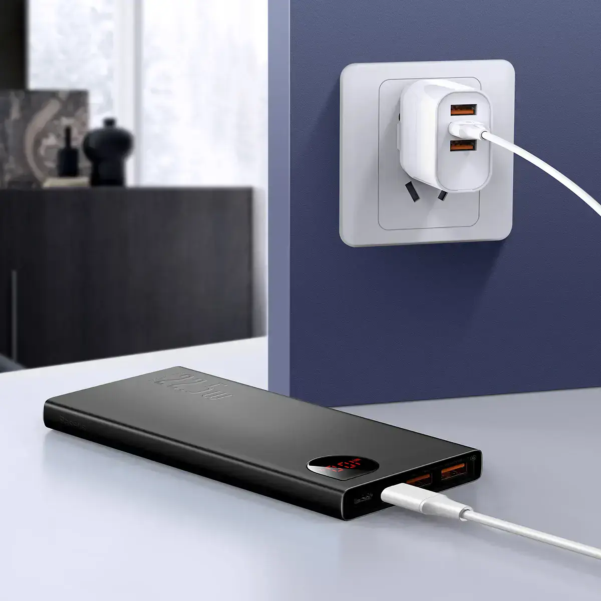 Зовнішній акумулятор Baseus Adaman Metal Digital Display PD3.0+QC3.0 22.5W 10000mAh Black (PPAD000001)