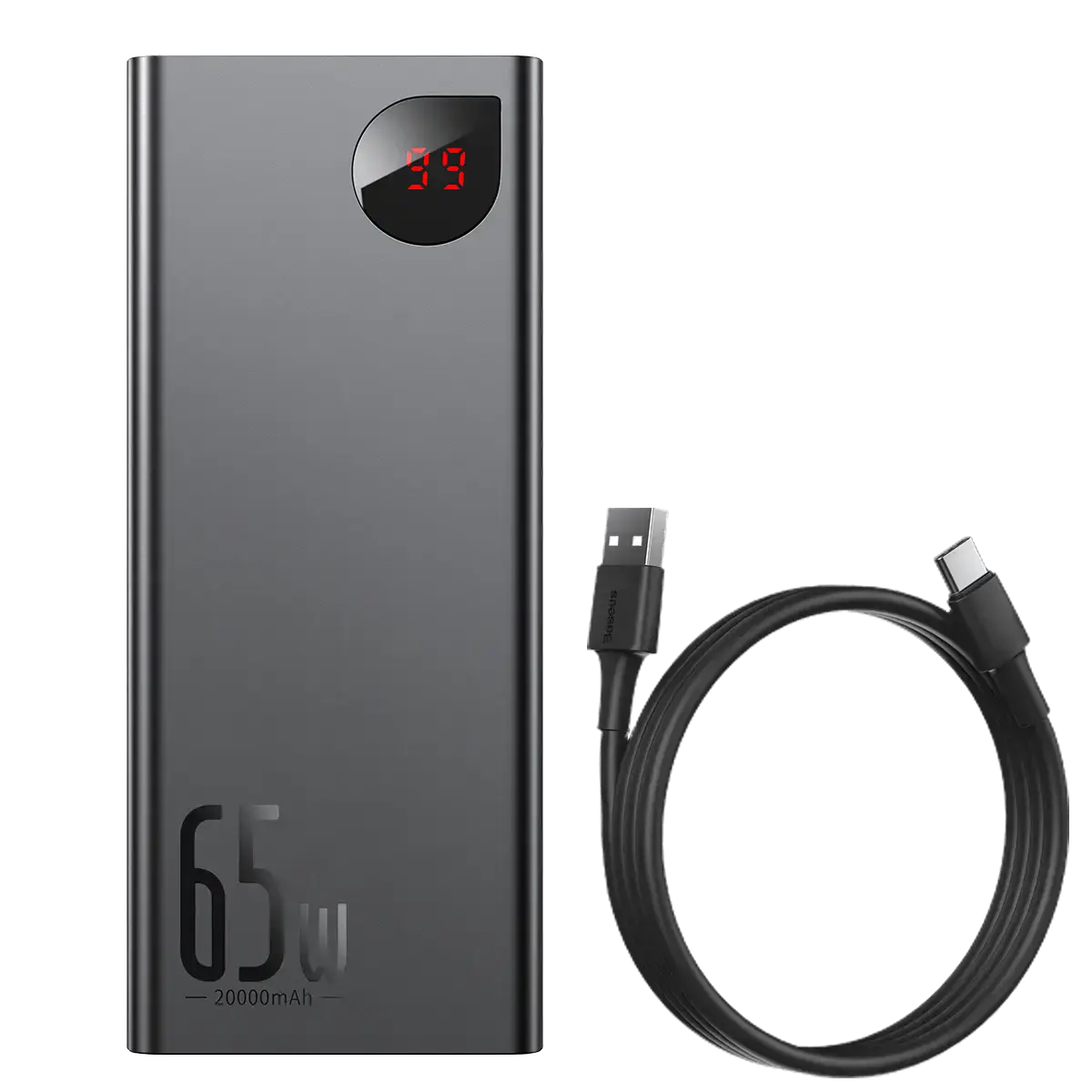 Внешний аккумулятор Baseus Adaman Metal Digital Display Quick Charge Power Bank 65W 20000mAh Black (PPIMDA-D01)