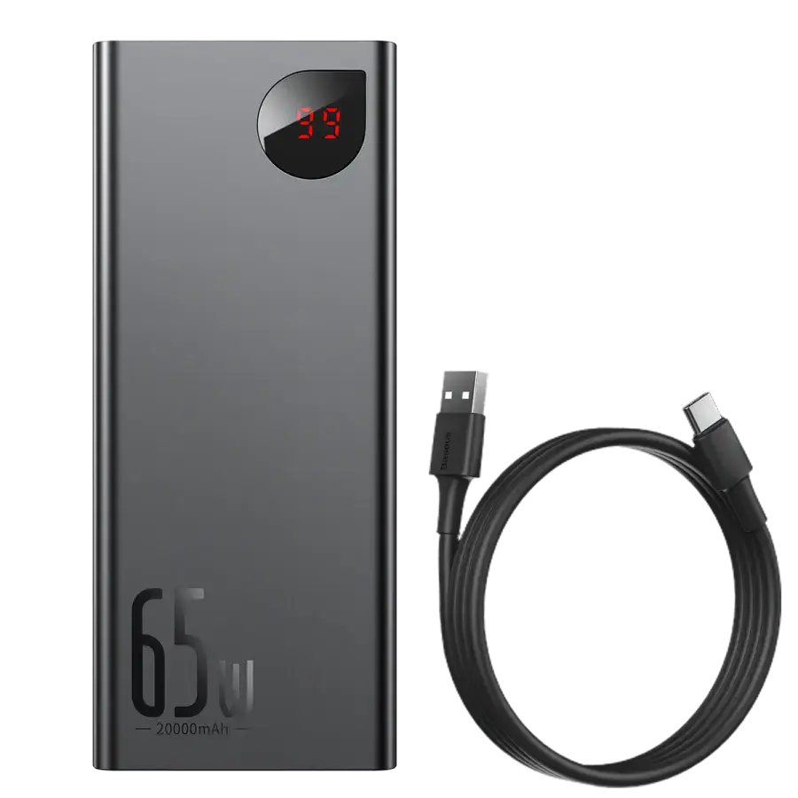 Зовнішній акумулятор Baseus Adaman Metal Digital Display Quick Charge Power Bank 65W 20000mAh Black (PPIMDA-D01)