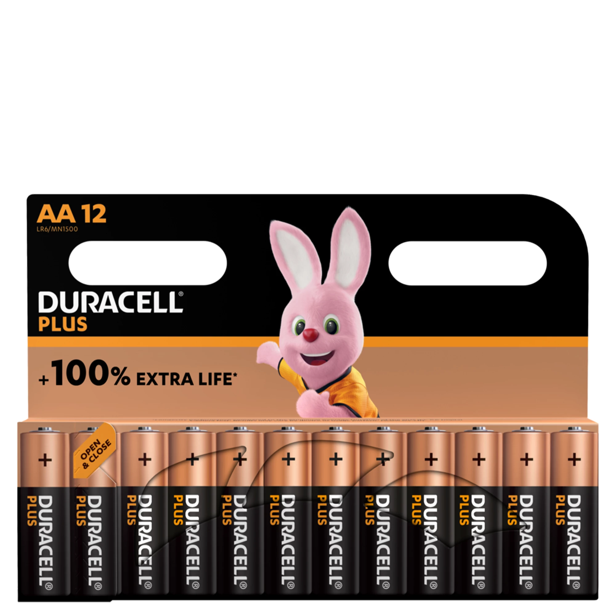 Лужні батарейки Duracell Plus AA Alkaline Batteries +100% EXTRA LIFE [Pack of 12] 1,5V LR06/MN1500 (5000394140967)