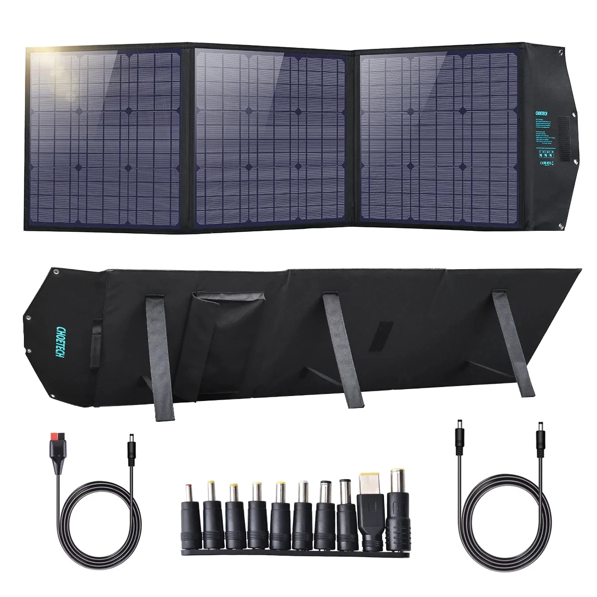 Зарядний пристрій на сонячній батареї Choetech 120W Foldable Solar Charger Panel with Kickstands 18V DC+60W PD Type C (SC008)