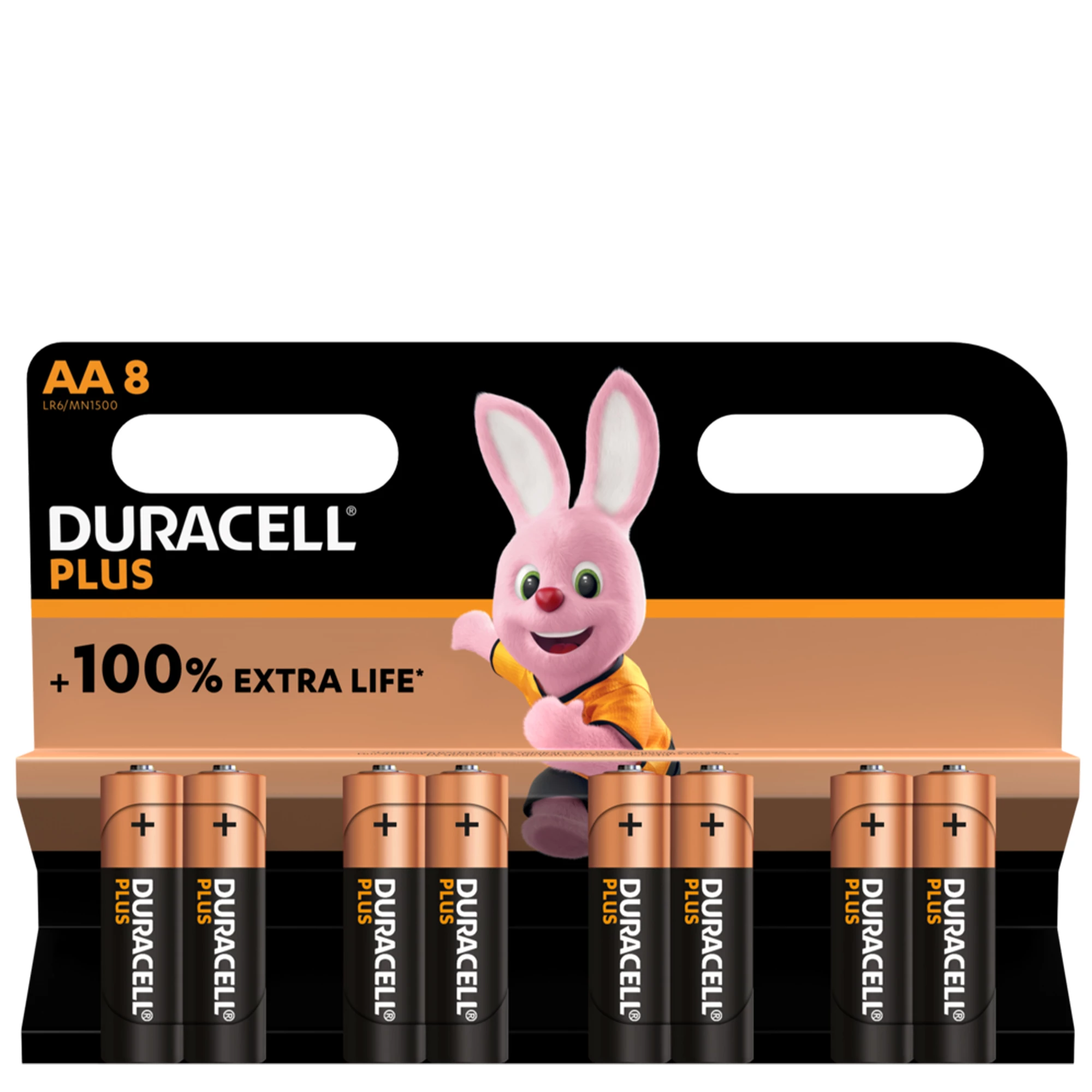 Лужні батарейки Duracell Plus AA Alkaline Batteries +100% EXTRA LIFE [Pack of 8] 1,5V LR06/MN1500 (5000394140899)