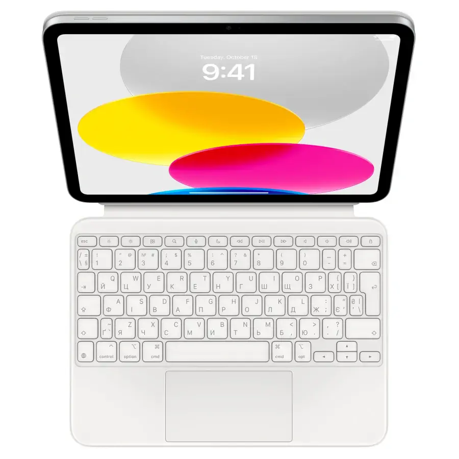 Чехол-клавиатура Apple Magic Keyboard Folio for iPad 11th gen [A16] & iPad 10th gen - Ukrainian - White (MQDP3UA/A)