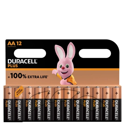 Лужні батарейки Duracell Plus AA Alkaline Batteries +100% EXTRA LIFE [Pack of 12] 1,5V LR06/MN1500 (5000394140967)