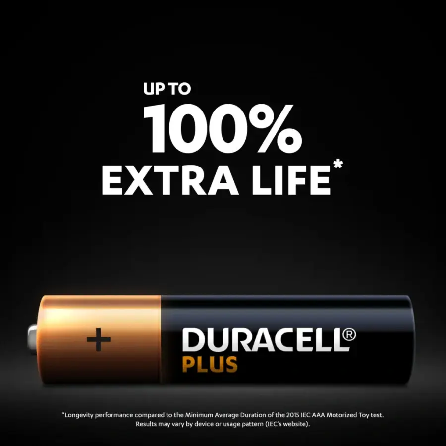 Лужні батарейки Duracell Plus AA Alkaline Batteries +100% EXTRA LIFE [Pack of 8] 1,5V LR06/MN1500 (5000394140899)