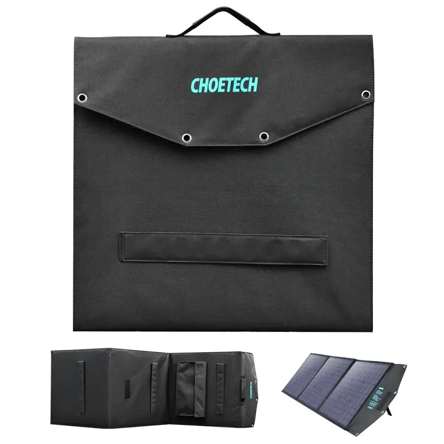 Зарядний пристрій на сонячній батареї Choetech 120W Foldable Solar Charger Panel with Kickstands 18V DC+60W PD Type C (SC008)