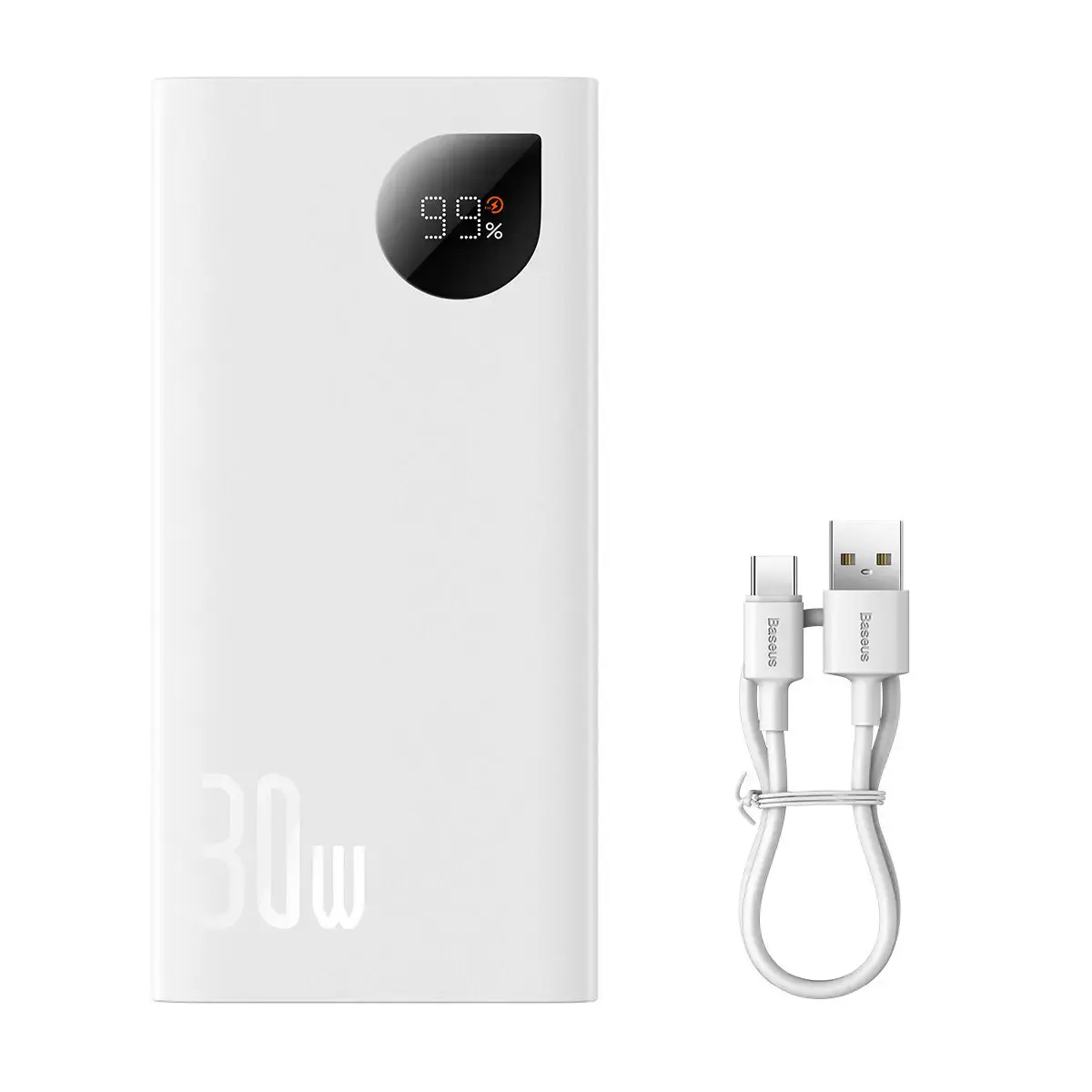Внешний аккумулятор Baseus Adaman Metal Digital Display 10000 mAh 30W White (PPAD040002)