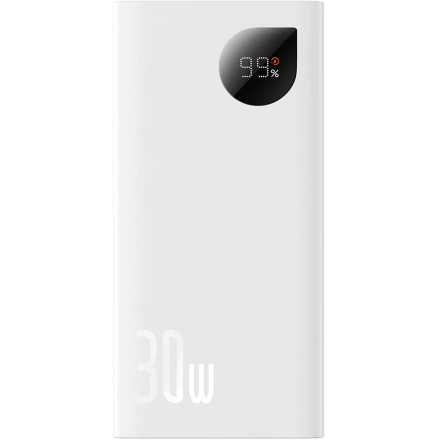 Зовнішній акумулятор Baseus Adaman Metal Digital Display 10000 mAh 30W White (PPAD040002)