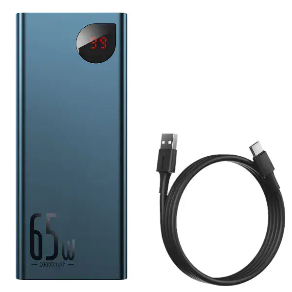 Зовнішній акумулятор Baseus Adaman Metal Digital Display Quick Charge Power Bank 65W 20000mAh Blue (PPIMDA-D03)
