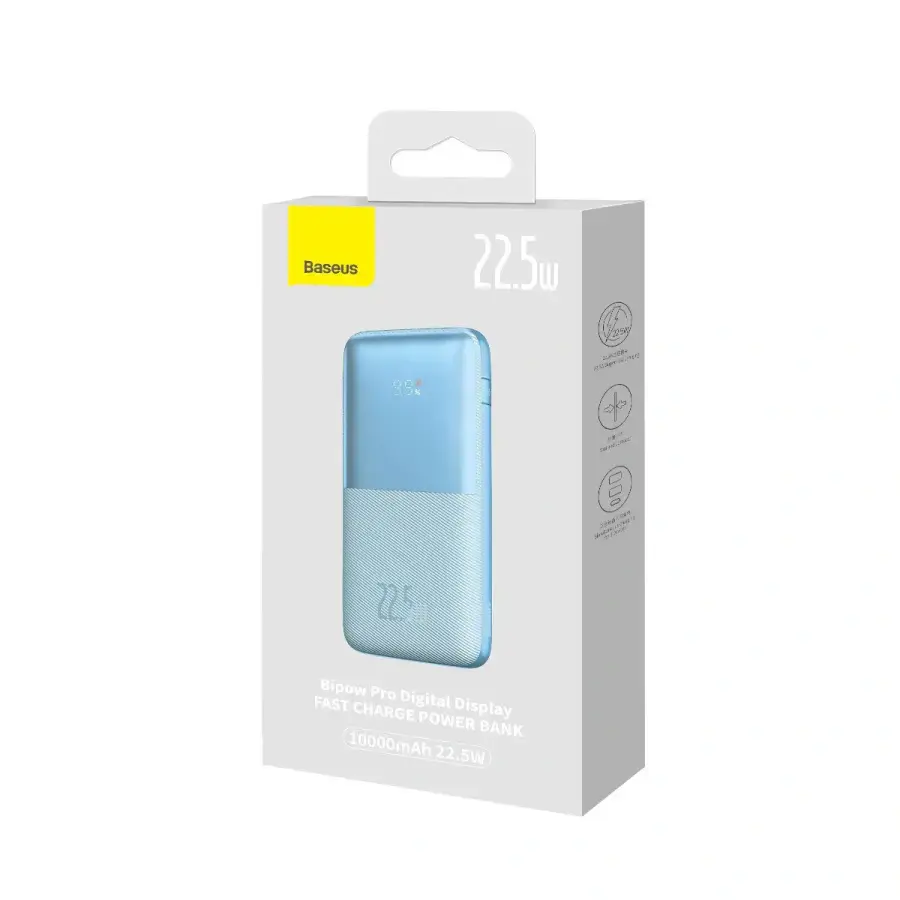 Зовнішній акумулятор Baseus Bipow Pro Digital Display Fast Charge Power Bank 10000mAh 22.5W Blue (PPBD040003)