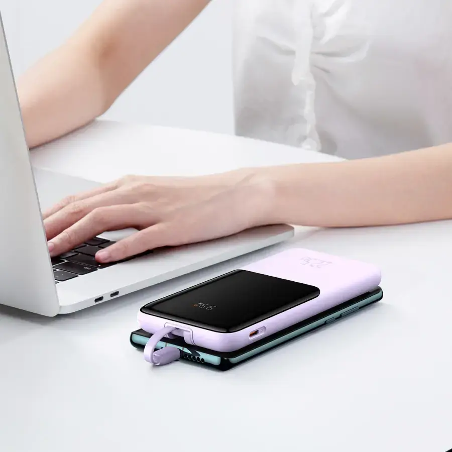 Зовнішній акумулятор Baseus Elf Digital Display Fast Charge 10000mAh 22.5W Purple (PPJL010005)