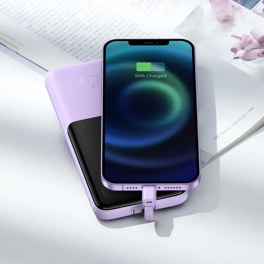 Зовнішній акумулятор Baseus Elf Digital Display Fast Charge 10000mAh 22.5W Purple (PPJL010005)