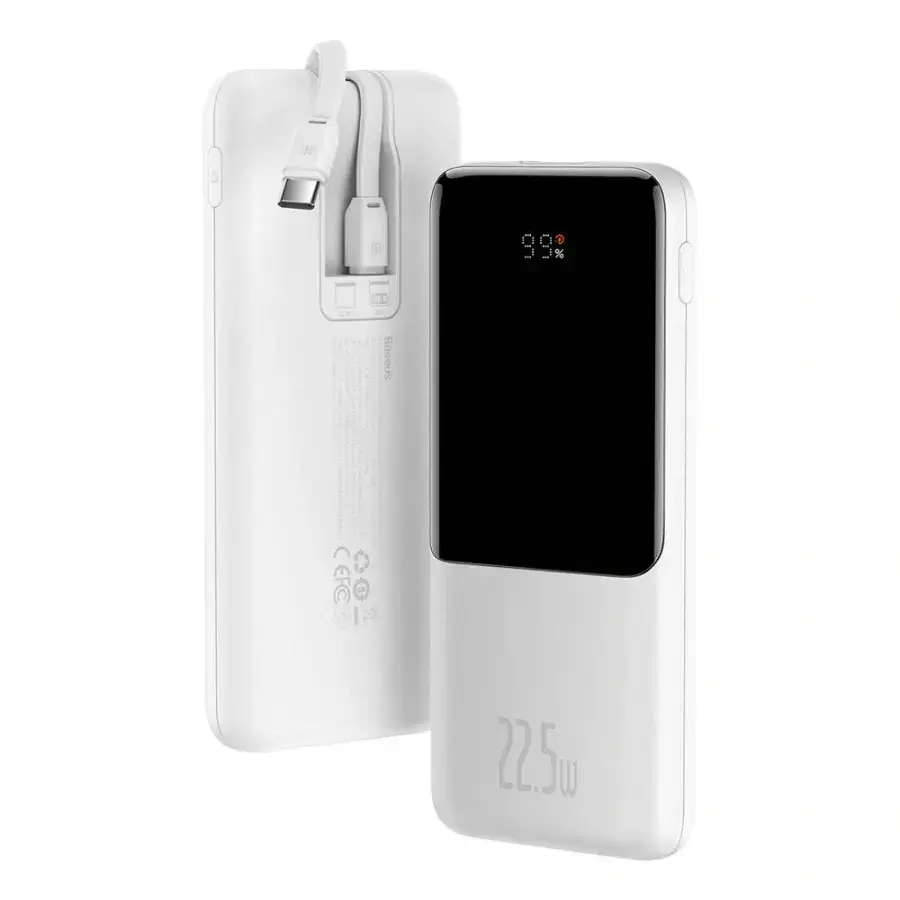 Зовнішній акумулятор Baseus Elf Digital Display Fast Charge 10000mAh 22.5W White (PPJL010002)