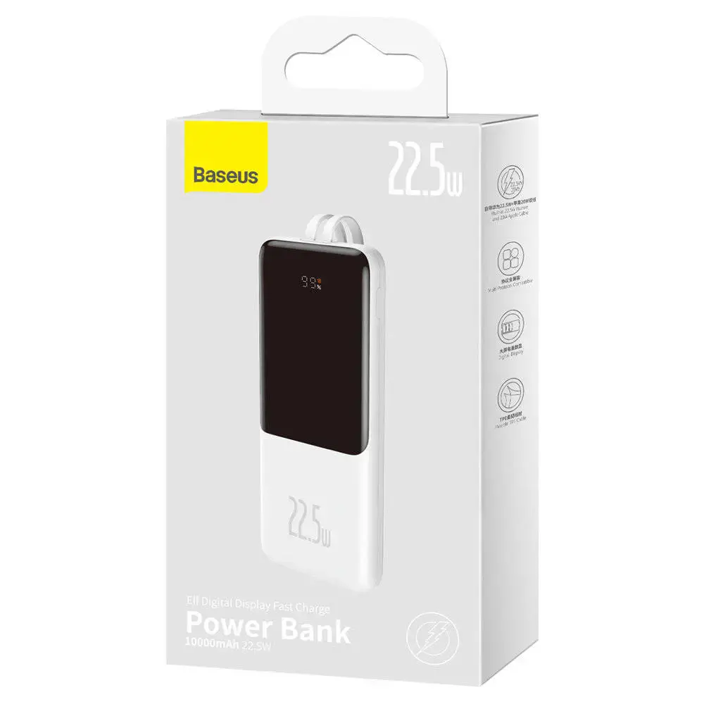 Зовнішній акумулятор Baseus Elf Digital Display Fast Charge 10000mAh 22.5W White (PPJL010002)