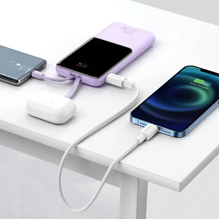 Зовнішній акумулятор Baseus Elf Digital Display Fast Charge 10000mAh 22.5W White (PPJL010002)