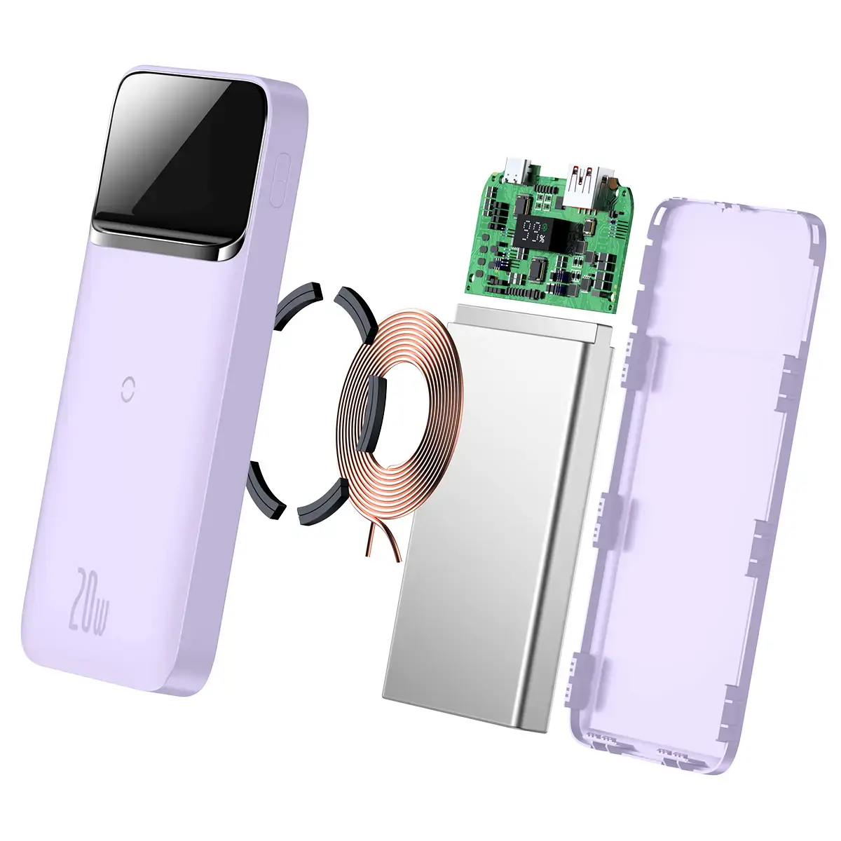 Зовнішній акумулятор Baseus Magnetic Wireless Quick Charging Power Bank 10000mAh 20W 2022 Edition - Purple (PPCX010105)