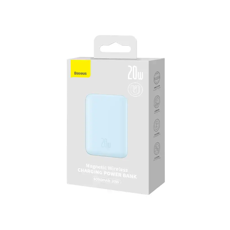 Внешний аккумулятор с беспроводной зарядкой Baseus Magnetic Wireless Power Bank 6000mAh 20W Blue (PPCX020003)