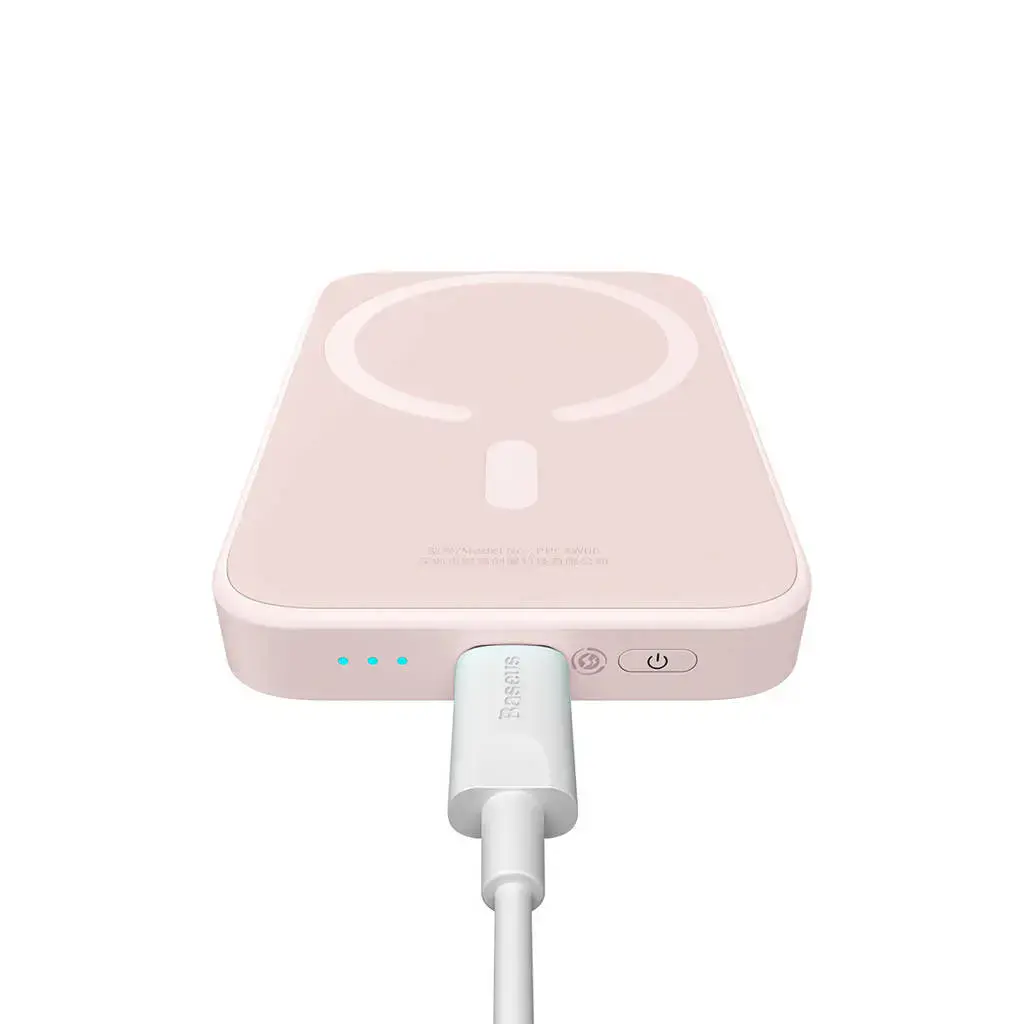 Внешний аккумулятор с беспроводной зарядкой Baseus Magnetic Wireless Power Bank 6000mAh 20W Pink (PPCX020004)