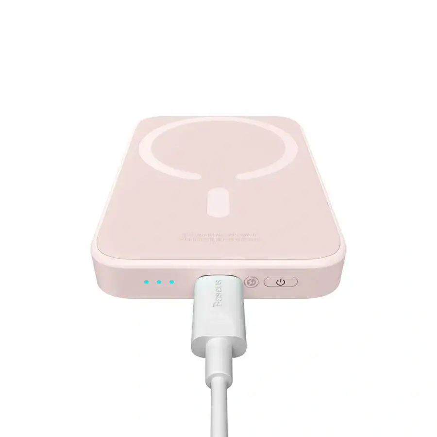Зовнішній акумулятор з бездротовою зарядкою Baseus Magnetic Wireless Power Bank 6000mAh 20W Pink (PPCX020004)