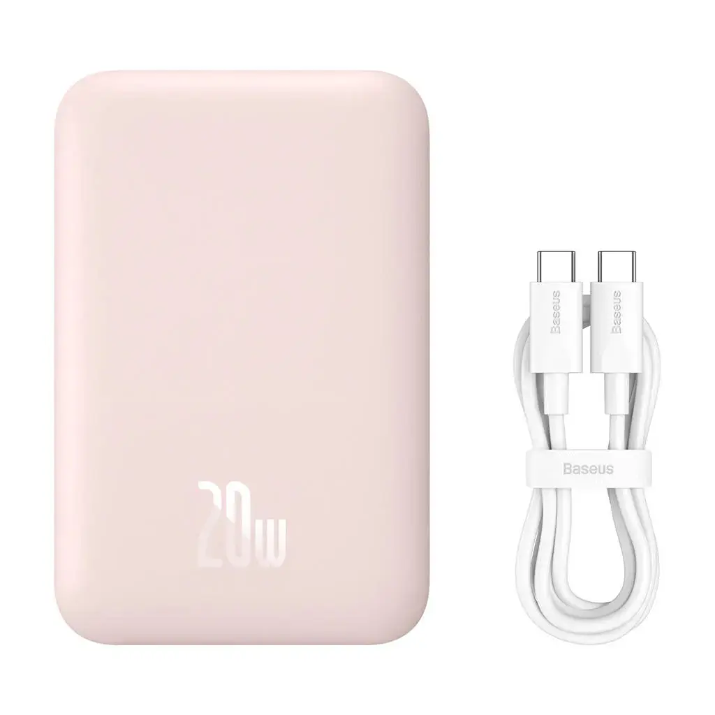 Внешний аккумулятор с беспроводной зарядкой Baseus Magnetic Wireless Power Bank 6000mAh 20W Pink (PPCX020004)