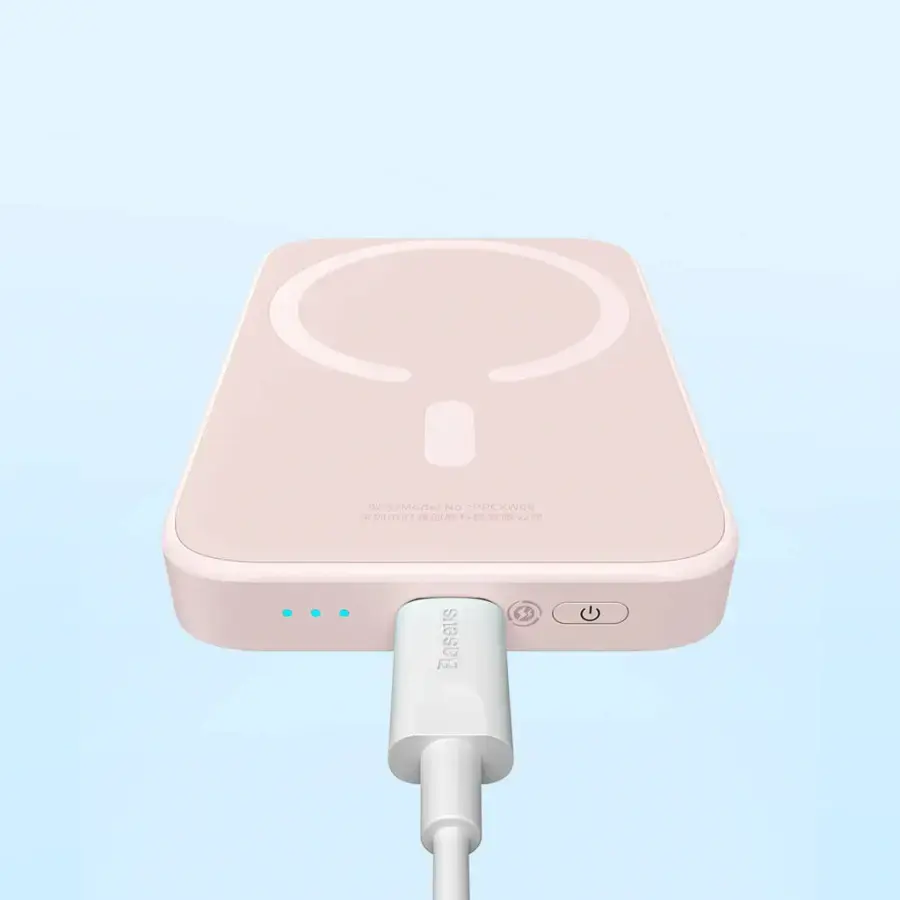 Зовнішній акумулятор з бездротовою зарядкою Baseus Magnetic Wireless Power Bank 6000mAh 20W Pink (PPCX020004)