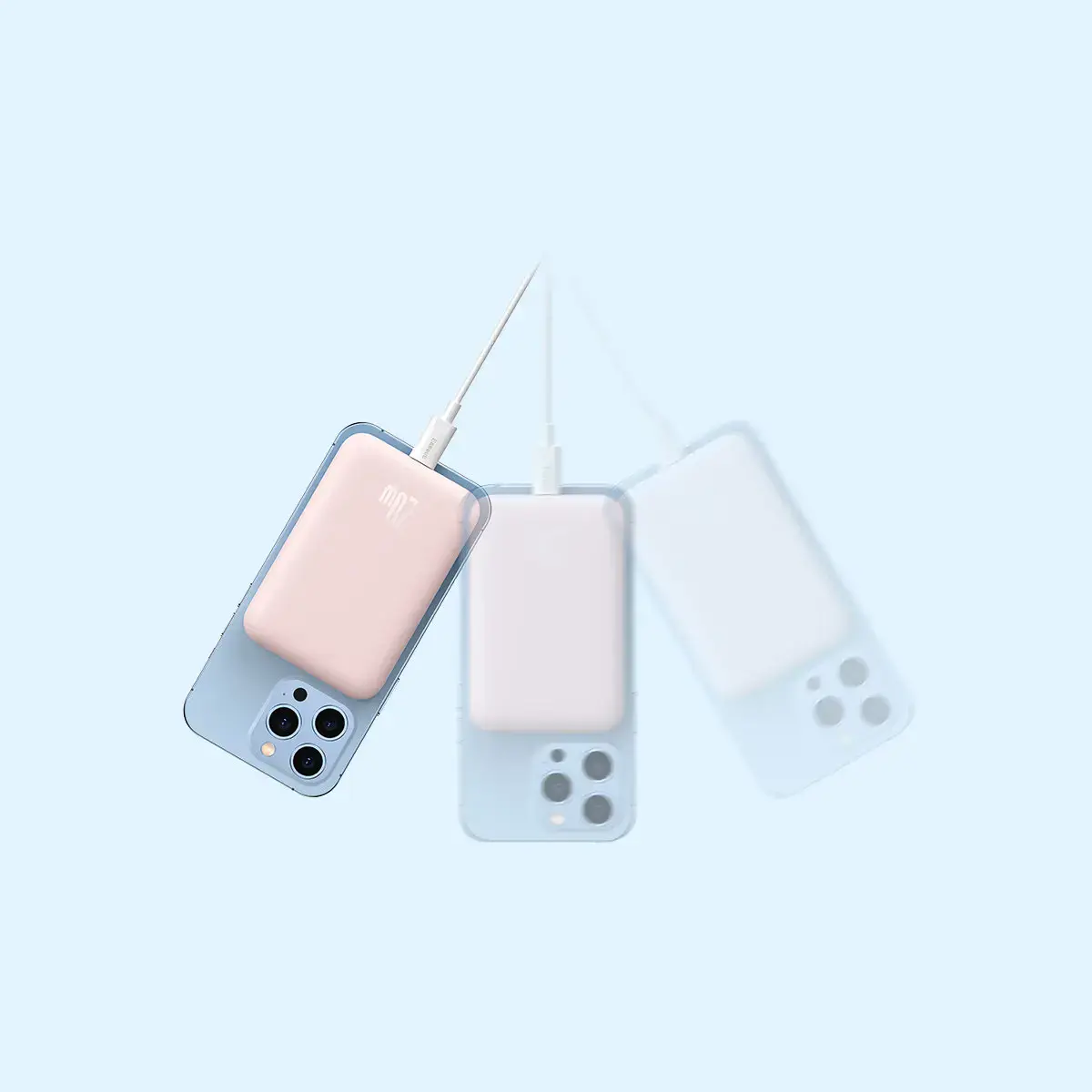 Внешний аккумулятор с беспроводной зарядкой Baseus Magnetic Wireless Power Bank 6000mAh 20W Pink (PPCX020004)