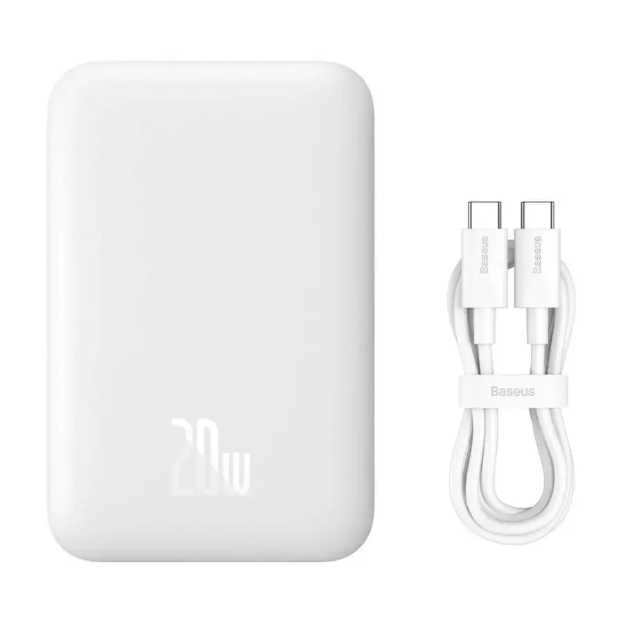 Зовнішній акумулятор з бездротовою зарядкою Baseus Magnetic Wireless Power Bank 6000mAh 20W White (PPCX020002)