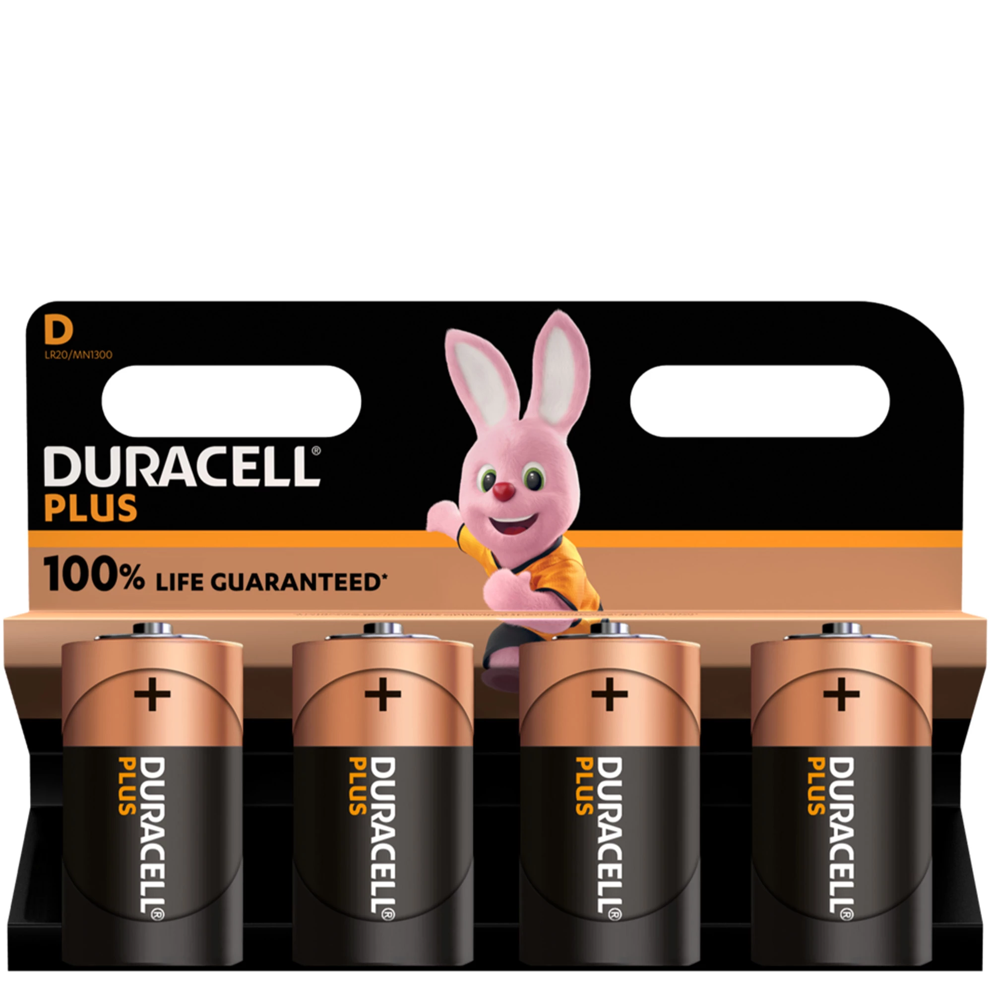 Щелочные батарейки Duracell Plus D Alkaline Batteries +100% LIFE GUARANTEED [Pack of 4] 1,5V LR20/MN1300 (5000394142039)
