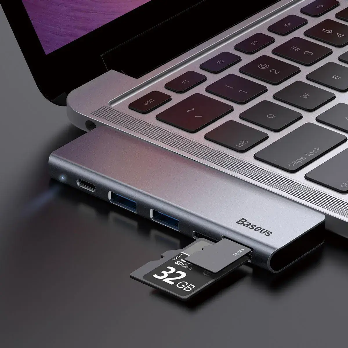 Мультипортовий адаптер Baseus Harmonica Five-in-one HUB Adapter Grey (CAHUB-K0G)