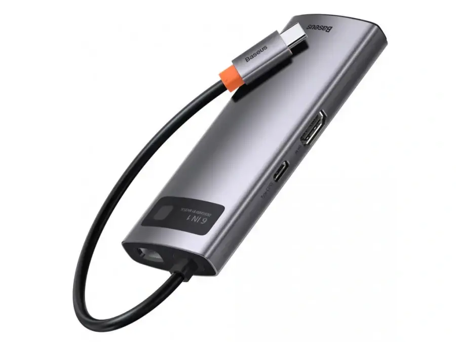Baseus Metal Gleam Series 6-in-1 Multifunctional Type-C HUB Docking Station (CAHUB-CW0G)