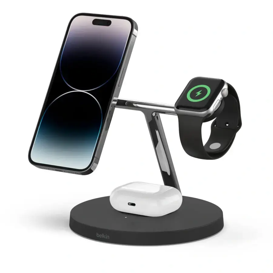 Бездротовий зарядний пристрій Belkin BoostCharge Pro 3-in-1 Wireless Charger with MagSafe - Black (HPG02, WIZ009ttBK-APL)