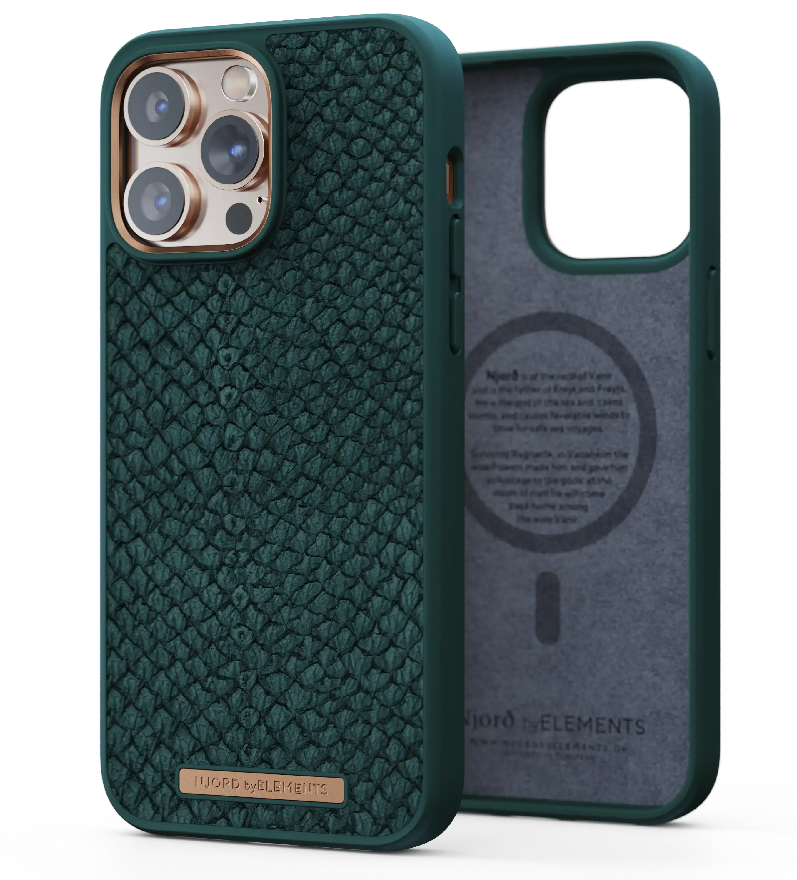 Чехол Njord Salmon Leather Magsafe Case for iPhone 14 Pro Max - Green (NA44SL02)