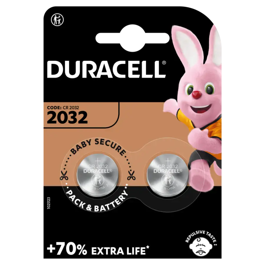 Літійові батарейки Duracell Specialty CR2032 Lithium Coin Battery 3V +50% EXTRA LIFE [Pack of 2] (5000394203921)