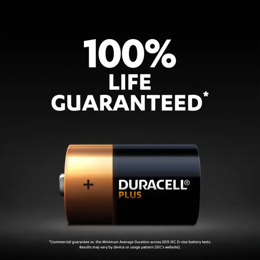 Лужні батарейки Duracell Plus D Alkaline Batteries +100% LIFE GUARANTEED [Pack of 2] 1,5V LR20/MN1300 (5000394141988)
