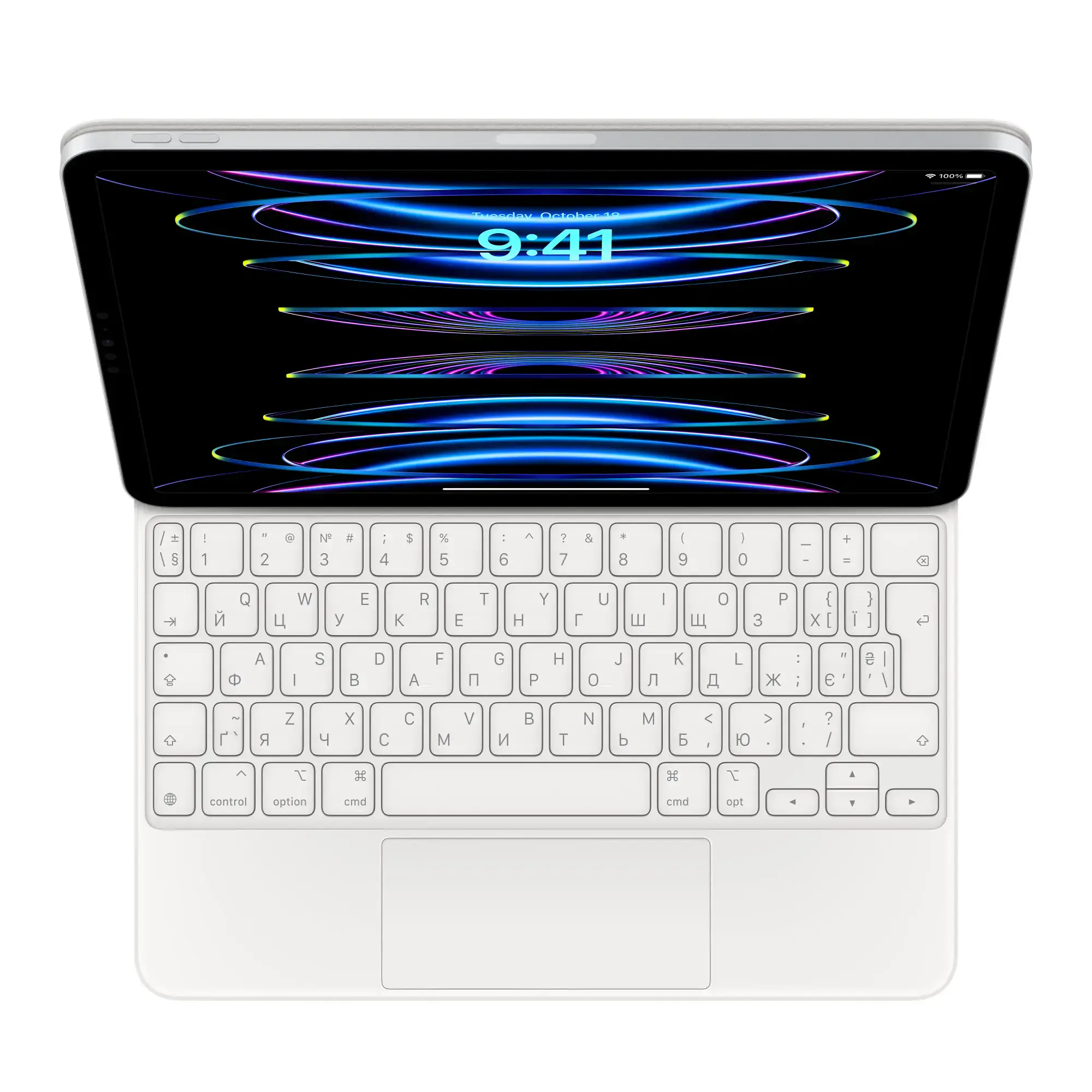 Чехол-клавиатура Apple Magic Keyboard для iPad Air 11" M2 и iPad Air 10.9" & iPad Pro 11" - Ukrainian - White (MJQJ3UA/A) | украинская раскладка