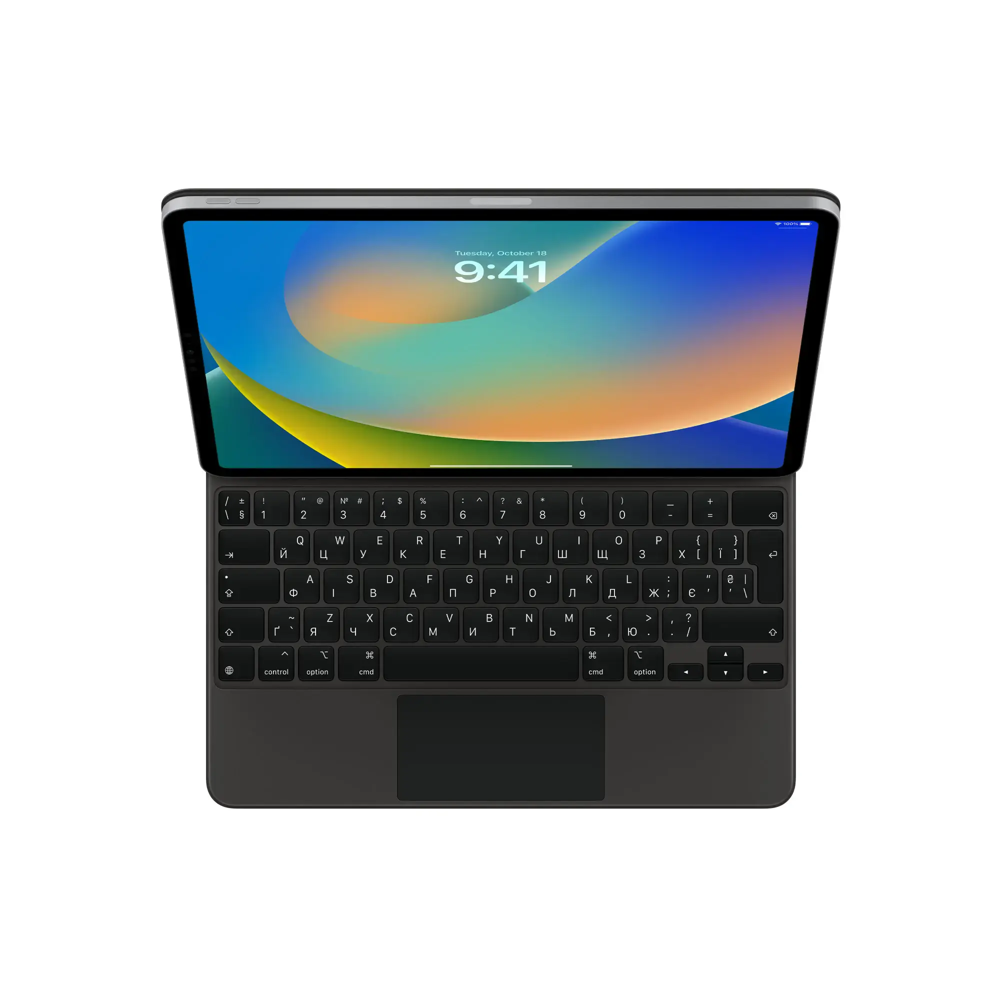 Чохол-клавіатура Apple Magic Keyboard for iPad Air 13" [M2] & iPad Pro 12.9" [3st - 6th generation] - Ukrainian - Black (MJQK3UA/A) | українська розкладка