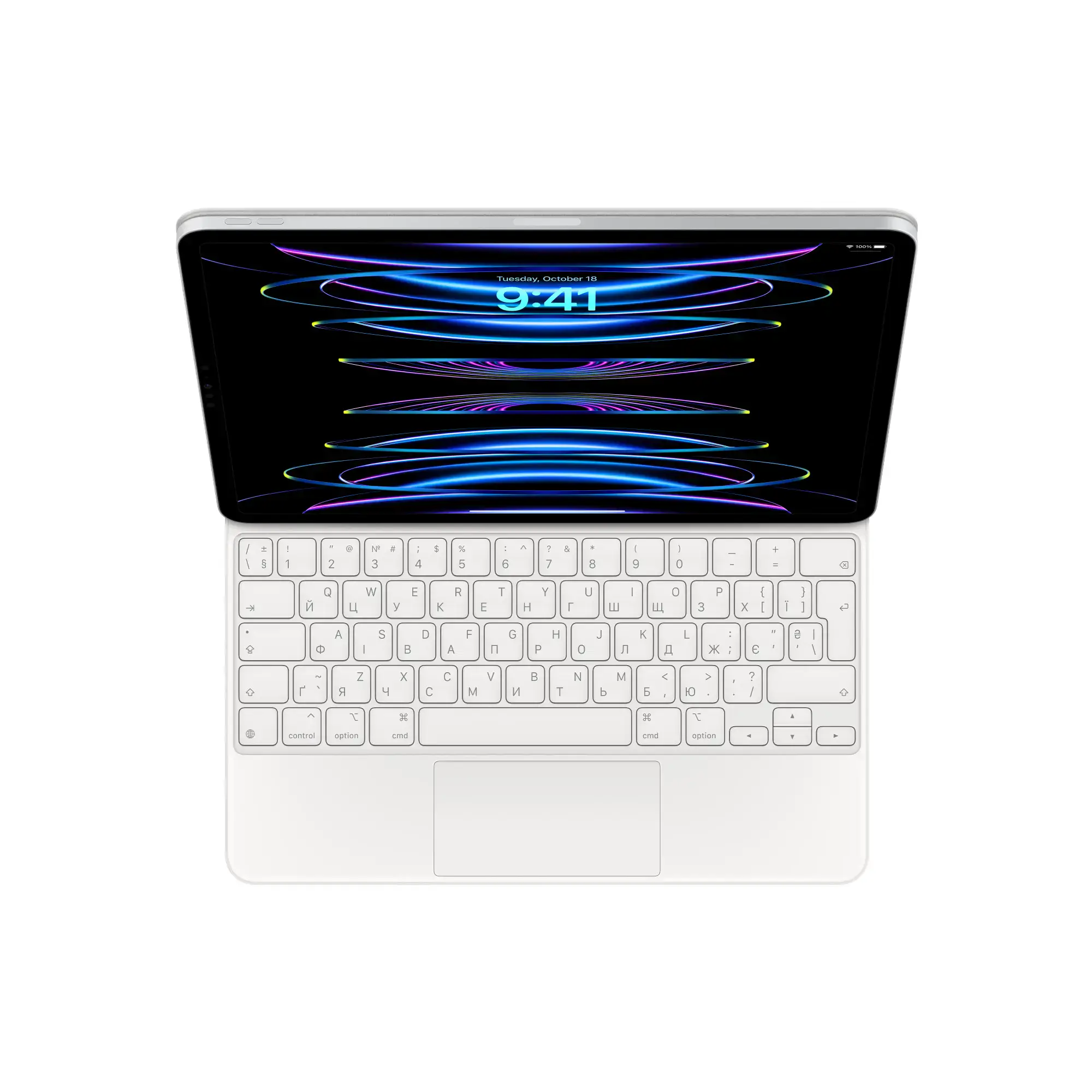 Чохол-клавіатура Apple Magic Keyboard for iPad Air 13" [M2] & iPad Pro 12.9" [3st - 6th generation] - Ukrainian - White (MJQL3UA/A) | українська розкладка