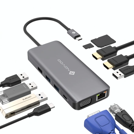 NOVOO 11 in 1 USB C HUB R11 (NVHUBGY11PDNS-MB)