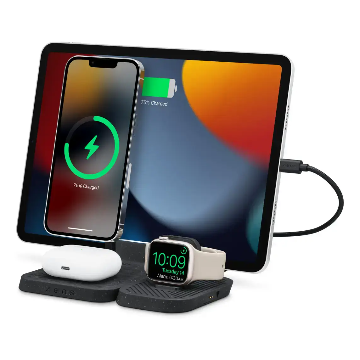 Модульная зарядная станция Zens 4-in-1 Modular Wireless Charger with iPad Charging Stand Black (ZEAPM03/00)