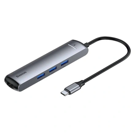 Мультипортовый адаптер Baseus Mechanical Eye 6-in-1 Type-C to 3xUSB3.0+RJ-45+HDMI (CAHUB-J0G)