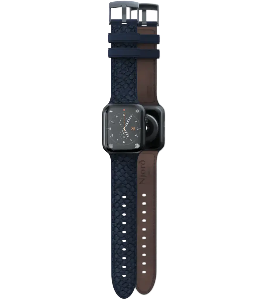Ремінець Njord Salmon Leather Strap for Apple Watch 44/45/46/49mm - Petrol (SL14121)