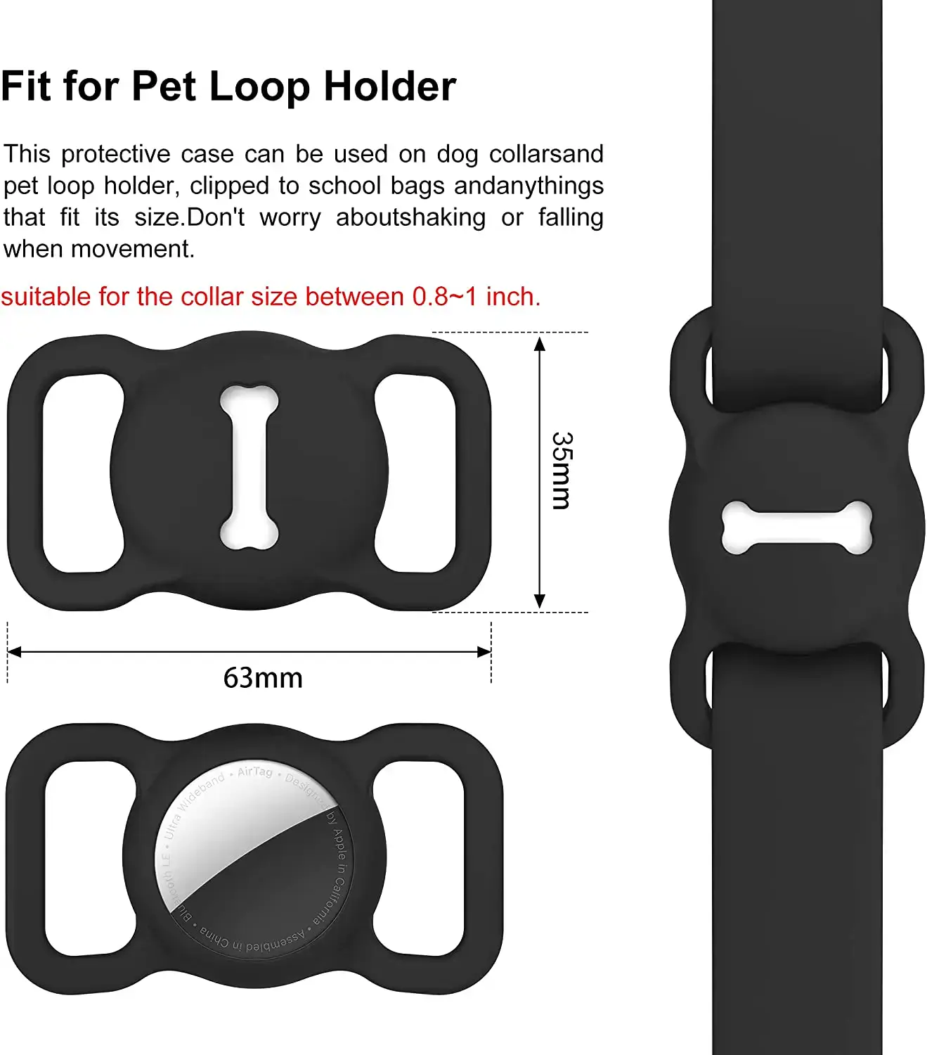 Тримач DLENP Dog Collar Holder for AirTag - Black (B097RLJ77Y)