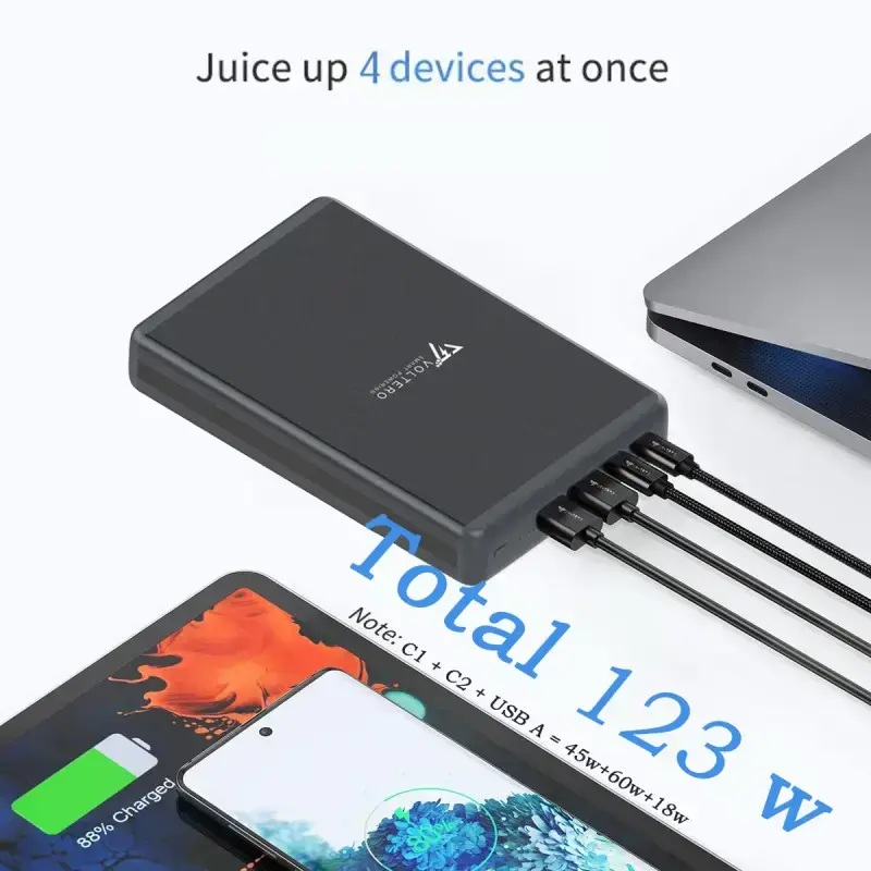 Зовнішній акумулятор Voltero 50000mAh S50 PD/100W QC/3.0/18W USB-Cx2, USB-Ax2 (8720828063200, 6090537940980)