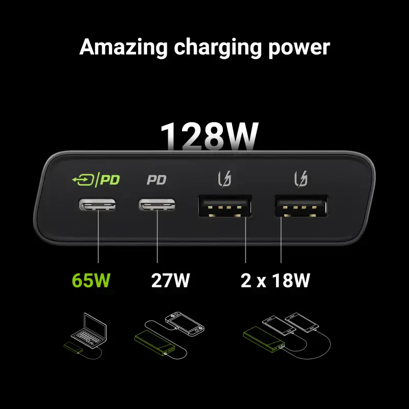 Зовнішній акумулятор Green Cell GC PowerPlay Ultra 128 W 26800 mAh - Black (PBGC04)