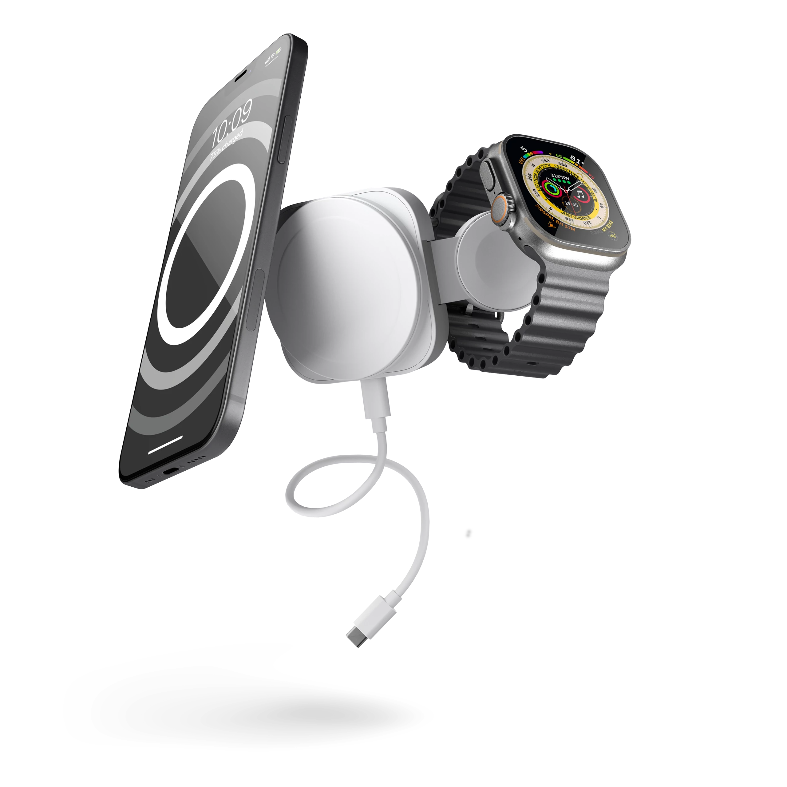 Дорожній зарядний пристрій Zens 2-in-1 MagSafe + Watch Travel Charger - White (ZEDC24W/00)