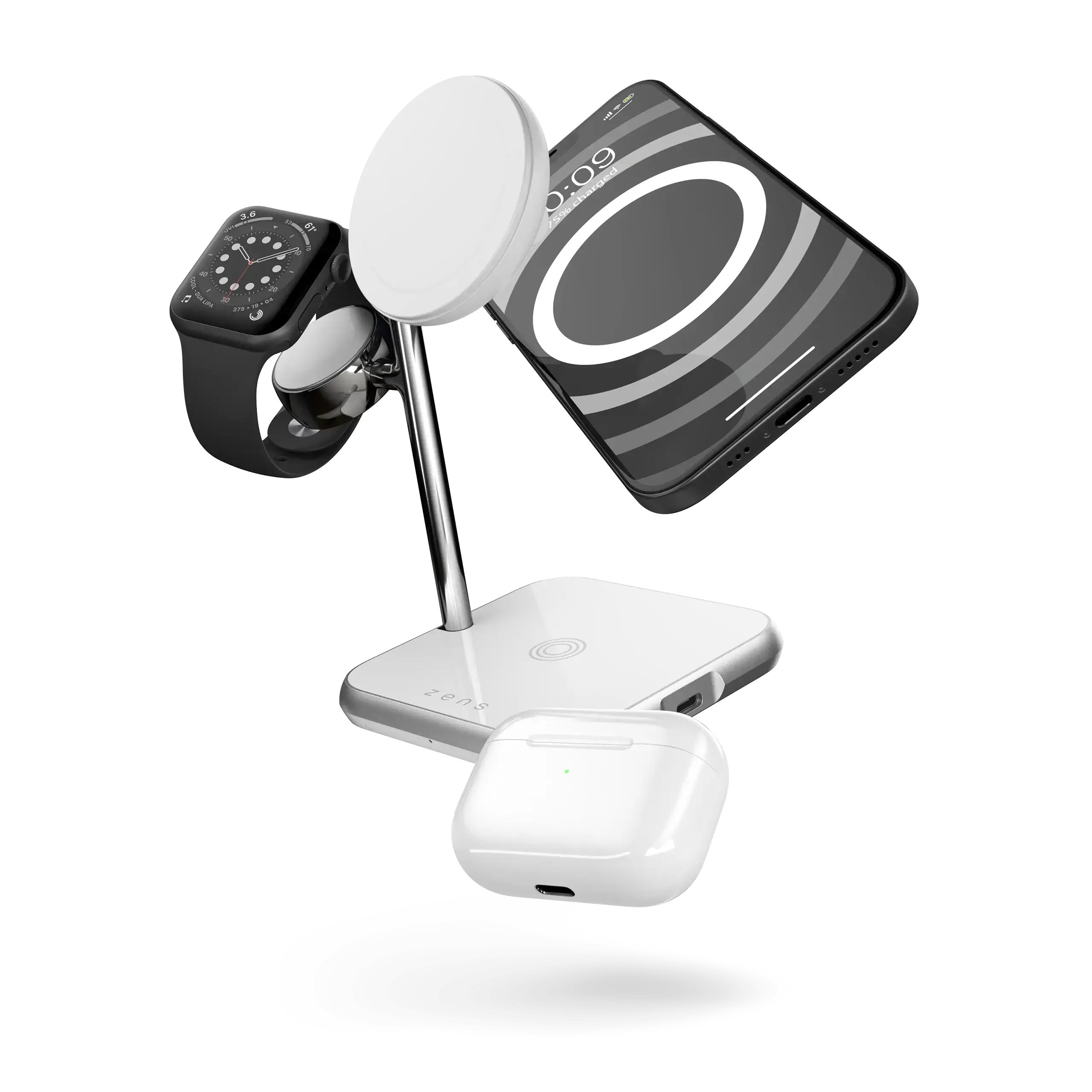 Бездротова зарядна станція Zens 4-in-1 MagSafe + Watch Wireless Charging Station - White (ZEDC22W/00)