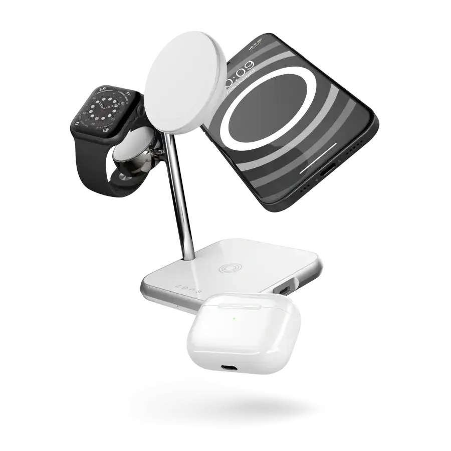 Беспроводная зарядная станция Zens 4-in-1 MagSafe + Watch Wireless Charging Station - White (ZEDC22W/00)