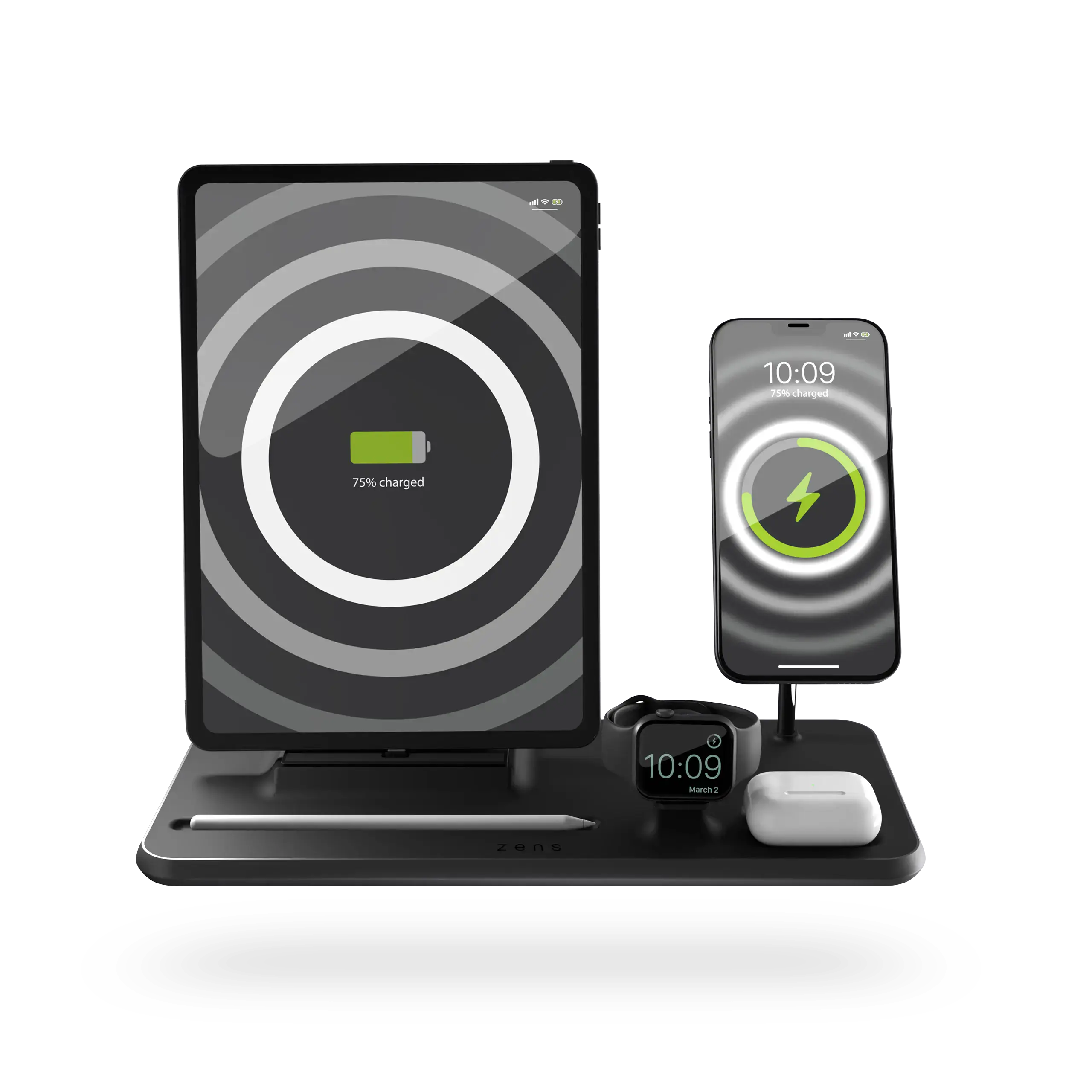 Бездротовий зарядний пристрій Zens 4-in-1 MagSafe + Watch + iPad Wireless Charging Station - Black (ZEDC21B/00)