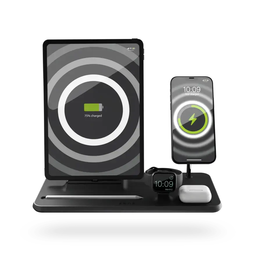 Беспроводное зарядное устройство для Zens 4-in-1 MagSafe + Watch + iPad Wireless Charging Station Black (ZEDC21B/00)